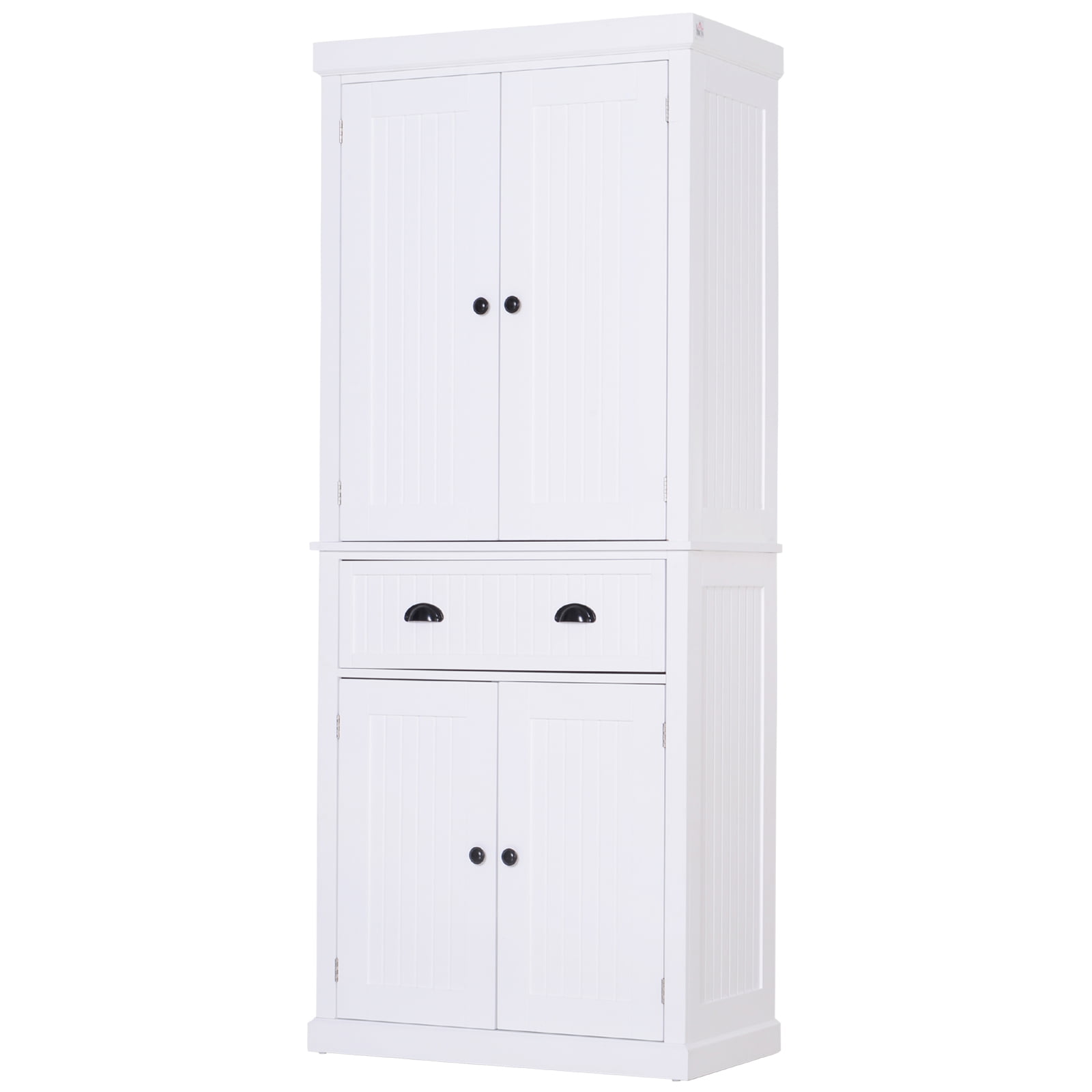 HOMCOM Tall 72" Traditional Colonial Style Standing Kitchen Pantry Cupboard Cabinet - White ...