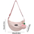 thumbnail image 3 of Bolso bandolera para mujer Bolso de hombro plisado de lona Color sólido con colgante (Rosa), 3 of 8