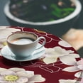 thumbnail image 3 of Ambesonne Floral Fitted Round Tablecloth, Magnolia Flowers Spring Art, 36"- 40" Diameter, Burgundy White and Yellow, 3 of 5
