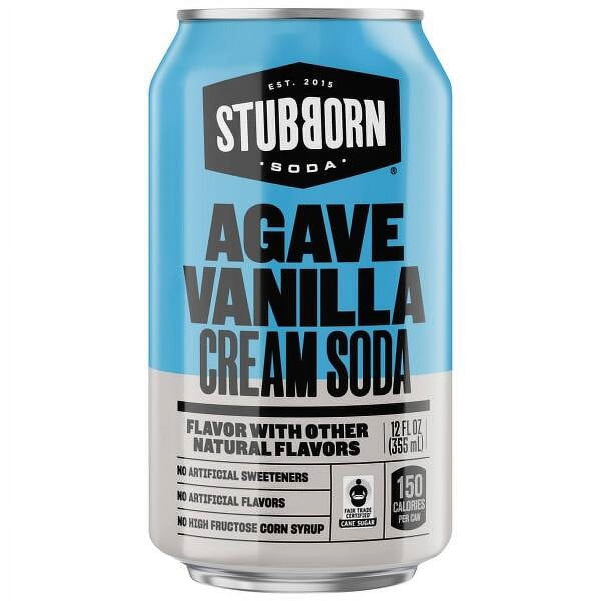 STUBBORN SODA Agave Vanilla Cream Soda, No Artificial Sweeteners
