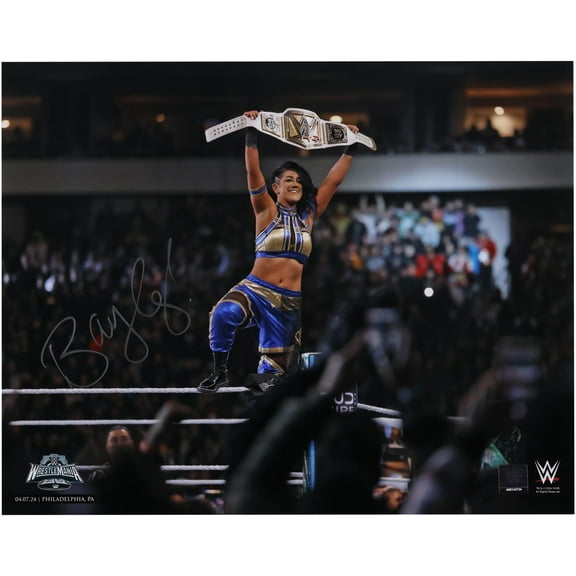 Bayley WWE Autographed 16" x 20" WrestleMania 40 Raising Title Photograph - Fanatics Authentic Certified