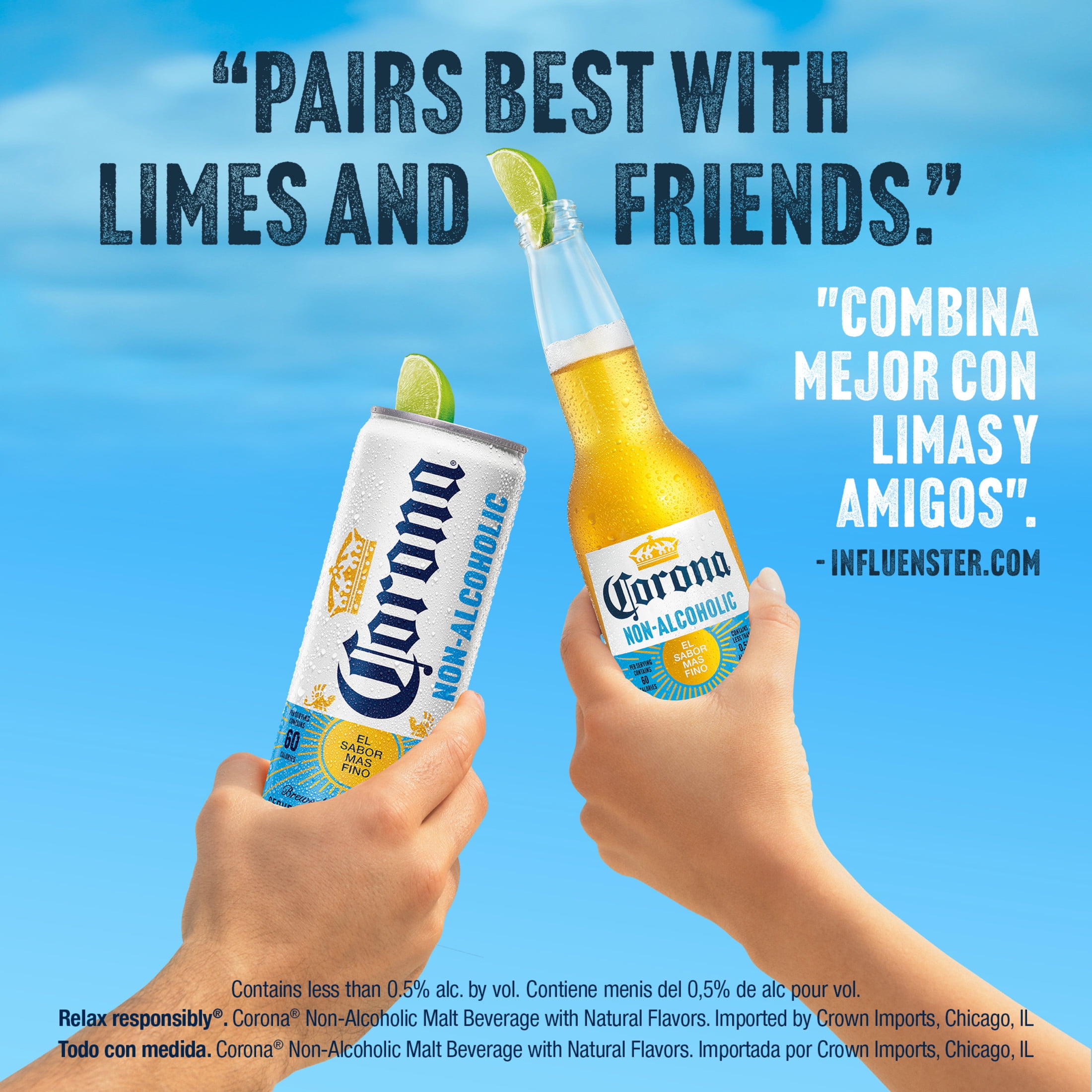 Corona Non-Alcoholic, Malt Beverage, Mexican Import, 12 fl oz cans