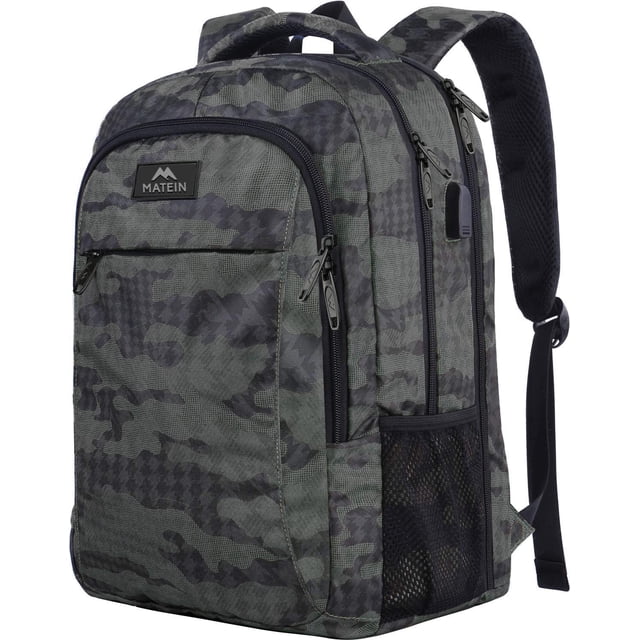 Mochila MATEIN para portátil de 17,3" con puerto de carga USB, color negro