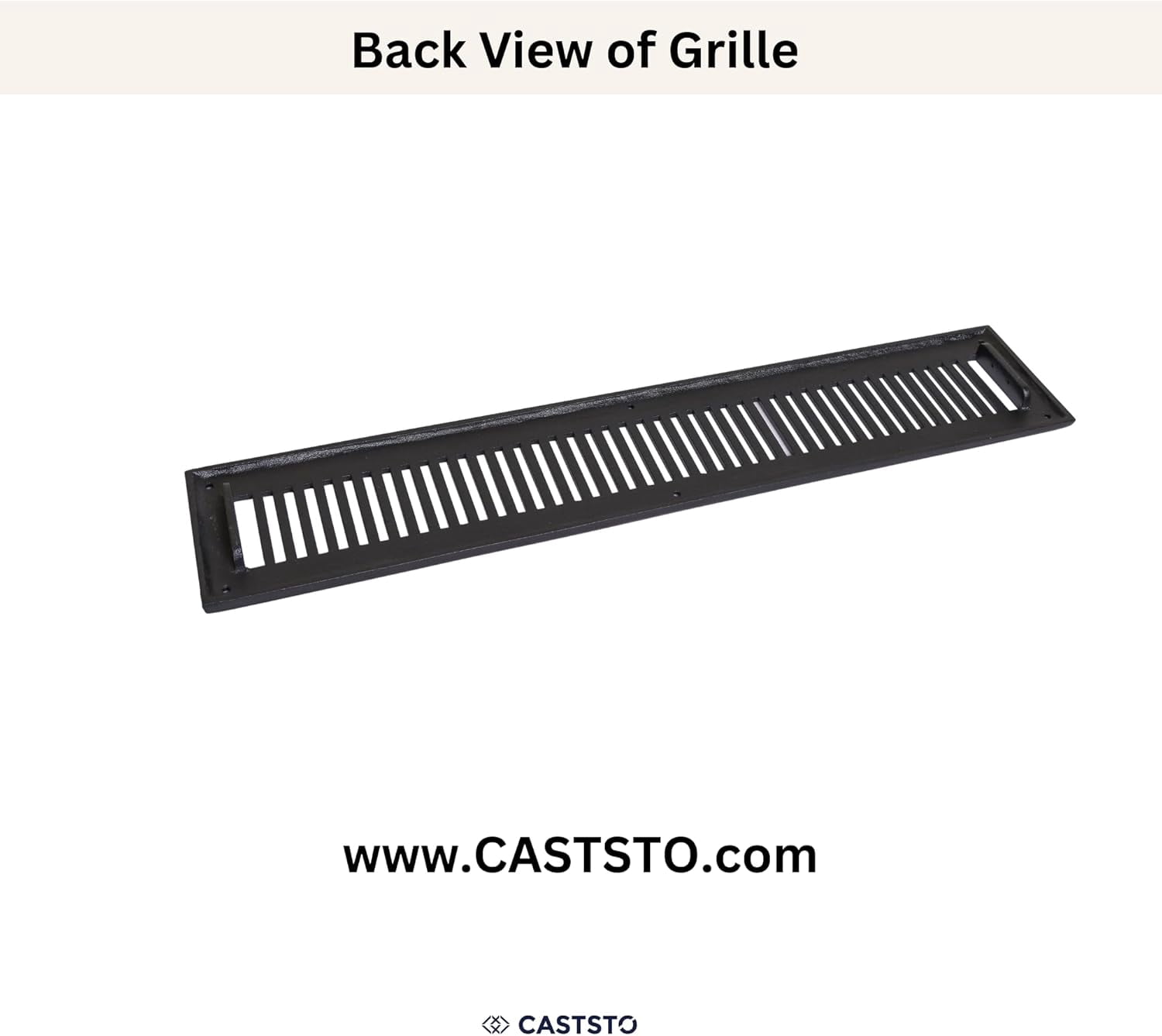 3"x24" Caststo Cast Aluminum Contemporary Design Air Return Grille | Overall 5"x26" |- Black- Rock (For Floor- Black without Screw Holes)