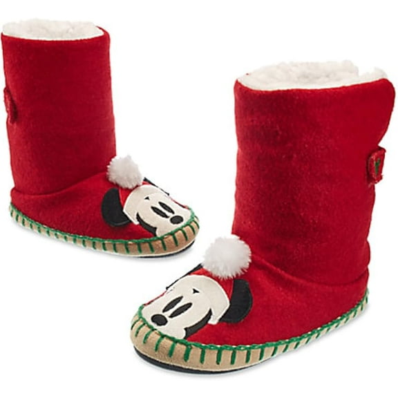 Disney Santa Mickey Mouse Deluxe Slippers for Kids Size 7/8