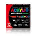 thumbnail image 1 of 12 Colors Acrylic Paint Pens Marker Brush Tip For Rock Painting Canvas Stone, 1 of 5