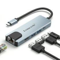Lemorele 5 in 1 Docking Station with 4k HDMI, RJ45 Ethernet, 2 USB A and Type-C Charging Ports, Plug and Play USB C Hub