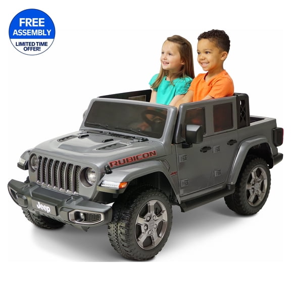 Jeep Gladiator Rubicon 12V Battery Powered Ride on, 2 Seater, Children Ages 3-5, Max Spped 5 MPH, Gray