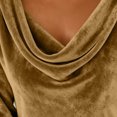 thumbnail image 3 of Ohufall Women's Cozy Dresses Long Sleeve Soft Velvet Casual Dresses Lightweight Cowl Neck Solid Dress, 3 of 7