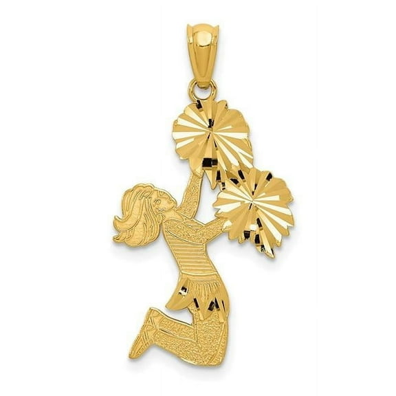 14k Gold Diamond-Cut Cheerleader Charm and Necklaces