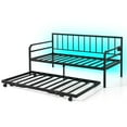thumbnail image 2 of Costway Twin Size Daybed with Pop-up Trundle Charging Station & LED Lights for Living Room Black, 2 of 9