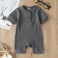 thumbnail image 2 of FAIWAD Newborn Baby Boys Girls Romper Ribbed Bodysuits Long Sleeve Button Down Loose Jumpsuit, 2 of 7
