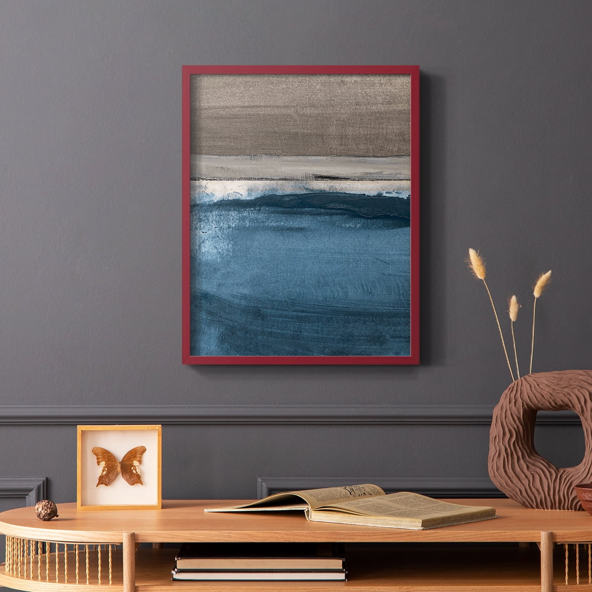 Midnight Sky I in Red Solid Wood 8 x 10 Framed Print