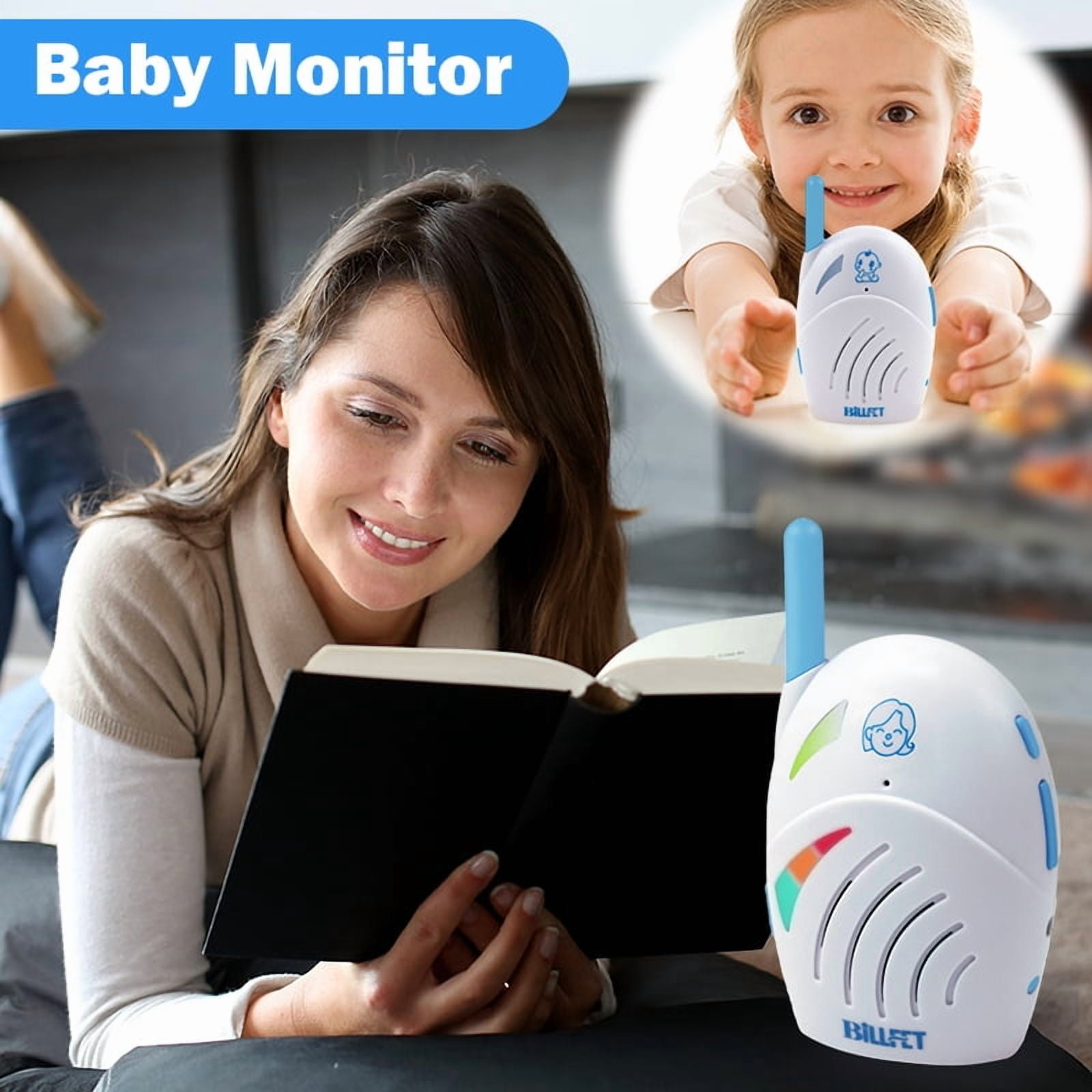 Upgraded audio baby monitor with USB charging cable for use with power banks, long range and crystal clear sound