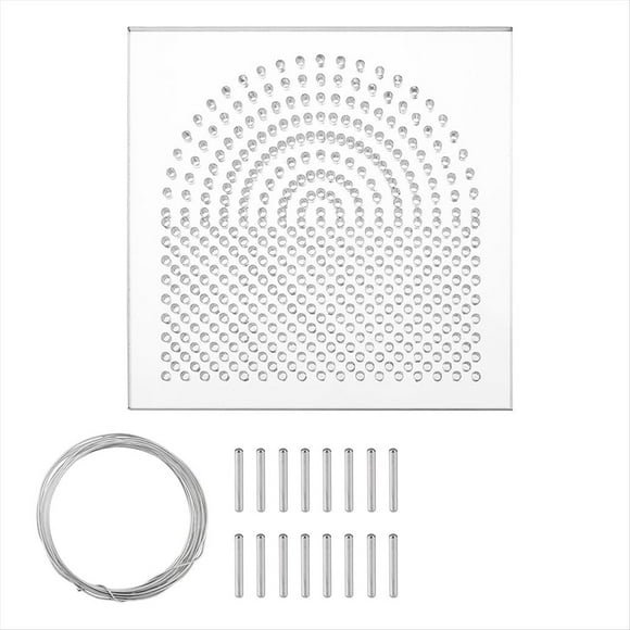 Plantilla para Doblar Alambre, Elementos de Alambre, Tableros de Bobinado de Hilo Acrílico Cuadrados de 10x10cm, Organizador de Hilo Dental con Clavijas de Metal