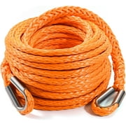 Winch Rope Extension, 3/8'' x 50ft Synthetic Winch Extension Rope, 26,500 Lbs Winch Extension Line for Off Road Vehicle ATV UTV SUV Jeep(Orange)