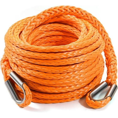 Winch Rope Extension, 3/8'' x 50ft Synthetic Winch Extension Rope, 26,500 Lbs Winch Extension Line for Off Road Vehicle ATV UTV SUV Jeep(Orange)