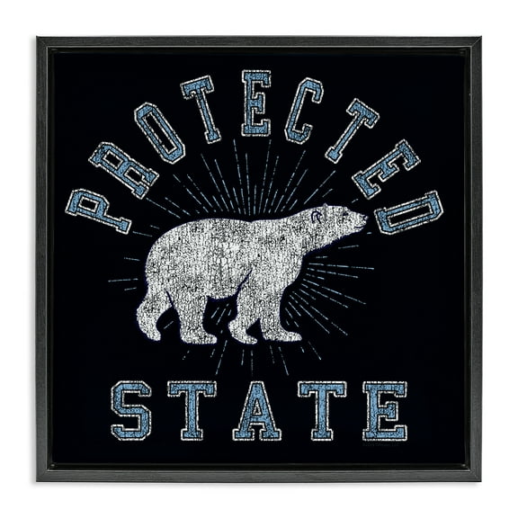 Stupell Industries Polar Bear Protected State Animals Painting Black Floater Framed Canvas Art Print Wall Art, 18 x 18