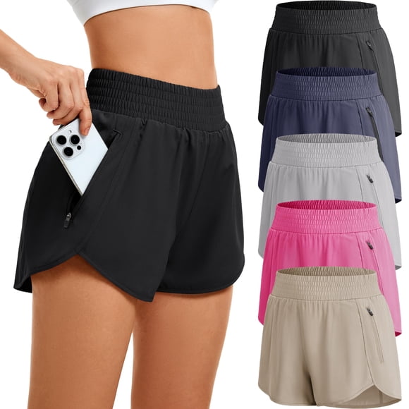 Shorts deportivos de cintura alta con elástico y bolsillos CE' CERDR