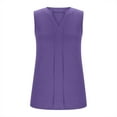 thumbnail image 6 of Scyoekwg Plus Size Tank Tops for Women Summer Casual Trendy Sleeveless Shirts V Neck Pleated Tunic Tops Solid Color Loose Blouses (Purple,L）, 6 of 7