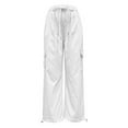 thumbnail image 7 of Ndbuld Women Cargo Pants Ladies Trendy and Casual Multi Pocket Loose Wide Leg Work Pants Long Pants Savings Up to 30% off,XL,White, 7 of 7