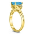 thumbnail image 2 of SZUL Women's 8X6MM Blue Topaz and Diamond Twist Ring in 10K Yellow Gold, 2 of 4