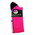 thumbnail image 2 of Soccer Socks with Soccer Ball Logo Over the Calf (Neon Pink/Black/White, Large), 2 of 2