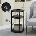 thumbnail image 2 of Convenience Concepts Designs2Go 24"x15.75" Simon 3-Tier End Table with USB Ports, Black/Black, 2 of 6