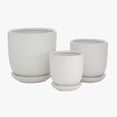 thumbnail image 6 of DecMode 8", 6", 5"H Indoor Outdoor White Ceramic Planter with Attached Saucer (3 Count), 6 of 8