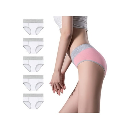 

Glonme Mid Waist Panties for Women Stretch Sleep Thongs Comfy Lingerie 5 Pieces Of White L