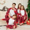 thumbnail image 7 of Zwiiyzr Matching Family Christmas Pajamas for Men Plaid Printed Round Neck Long Sleeve Top and Bottom Loungewear Jammies Sleepwear Wear Daddy White, 7 of 7