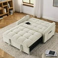 thumbnail image 2 of 47 Inch Loveseat Sofa Bed with Pull-Out Sleeper, Mid-Century Modern Velvet Convertible Sofa with Adjustable Back, USB-C Charging and Arm Storage Pockets, Beige, 2 of 18