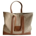 thumbnail image 1 of Bolso grande de lona para mujer, bolso de hombro informal con cremallera y bolsillo para viajes, playa, trabajo, compras, 1 of 5