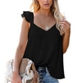 thumbnail image 3 of Camisa sin mangas con volantes, blusa sin mangas con encaje y volantes Camisa sin mangas con encaje y volantes Blusa sin mangas con volantes Uso conveniente, 3 of 6