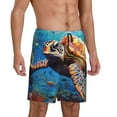 thumbnail image 2 of Balery Colorful Underwater Sea Turtle Pantalones cortos de pijama de punto de algodón para hombre con cinturilla y bolsillos-4X-Large, 2 of 6