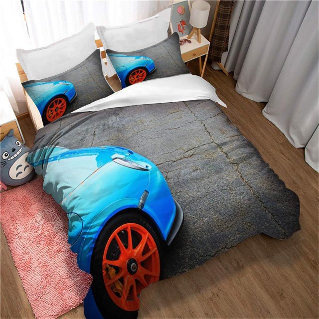 Bedding Microfiber 3 Pieces - Duvet Cover Set with Cyan Theme Printing, Soft Fluffy Duvet Covers with Zipper pattern 04)