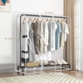 thumbnail image 4 of Clear Garment Rack Cover, Clothes Rack Cover with Reinforced Zippers, Waterproof PEVA Dustproof Protection（60\" x 20\" x 43.3\"）, 4 of 7