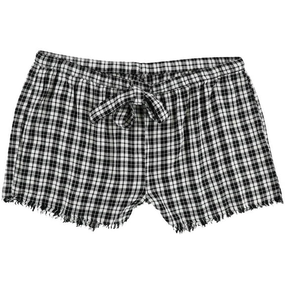 Tags Weekly Womens Frayed Hem Pajama Shorts, Black, Medium