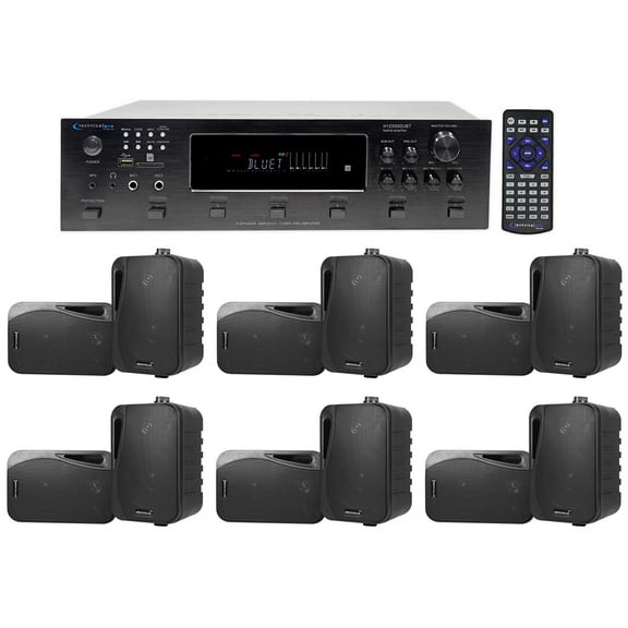 Technical Pro 6000w (6) Zone, Home Theater Bluetooth Receiver  (12) 4" Speakers