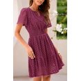 thumbnail image 3 of Wrongduck Women's Hollow Out Lace Dress 2026 Summer V Neck Mini Dress Short Sleeve A Line Vacation Party Outfit, 3 of 16