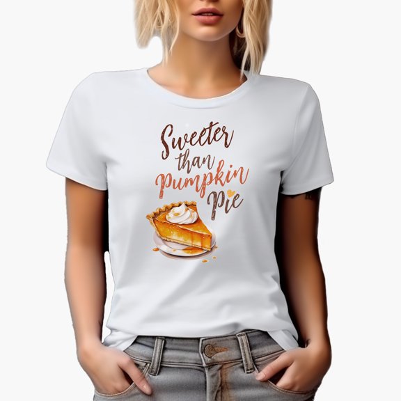 Sweeter Than Pumpkin Pie with Realistic Painting Art Merch Gift, White T-Shirt, Small