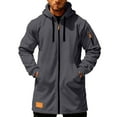 thumbnail image 4 of Mrmaere Men's Hooded Longline Coat with Pockets Casual Fashion Windproof Jacket for Daily Wear & Outdoor Activities Dark Gray XXL, 4 of 8