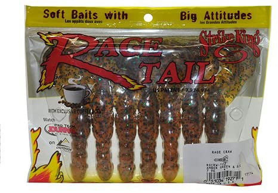 Strike King Rage Tail Craw 4" Fishing Lures for Bass, 7 Count