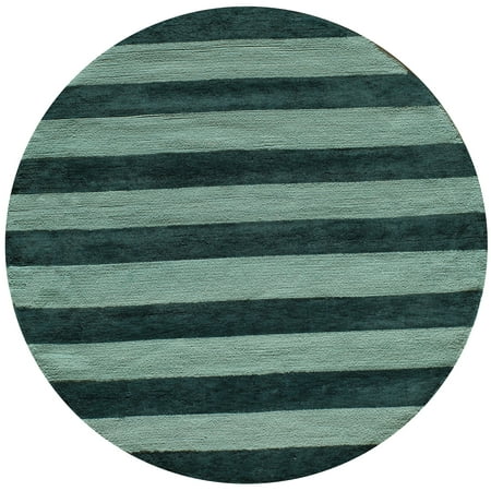 36 Round Hooked Rug - Momeni Lil Mo Classic Cabana Stripe Cotton Hand Hooked Blue Area Rug 5' X 5' Round