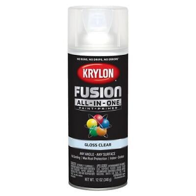 6 Pc, Krylon Fusion All-In-One Gloss Clear Paint+Primer Spray Paint 12 Oz