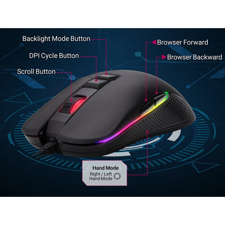 Rosewill NEON M62 Ambidextrous Wired Gaming Mouse, On-The-Fly
