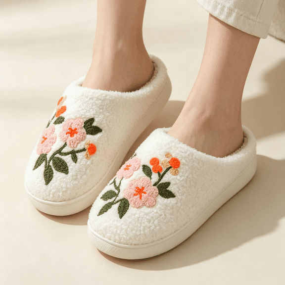 KEVCHE Women Home Slippers, Cute Slippers Indoor Outdoor Plaid Shoes, Warm Soft Bedroom Shoes Fuzzy Closed Toe Sandals Non Slip House Bedroom Slippers