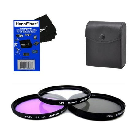 52mm Multi-Coated professional 3 Piece Lens Filter Kit (UV-CPL-FLD) For The Nikon NIKKOR 24mm f/2.8 AIS Manual Focus Lens with HeroFiber® Ultra Gentle Cleaning (Best 24mm Manual Lens)
