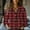 Red, variant on Womens Casual Cuffed Long Sleeve Boyfriend Button Down Plaid Flannel Shirt Tops Women's Fashion Spring Autumn Casual Long Sleeve Loose Shirt Shirt Top Rd1 Xl