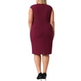 thumbnail image 4 of Vestido de tubo sin mangas de talla grande para mujer Agnes Orinda, con escote en V, casual, midi, con cremallera, 2X burdeos, 4 of 8